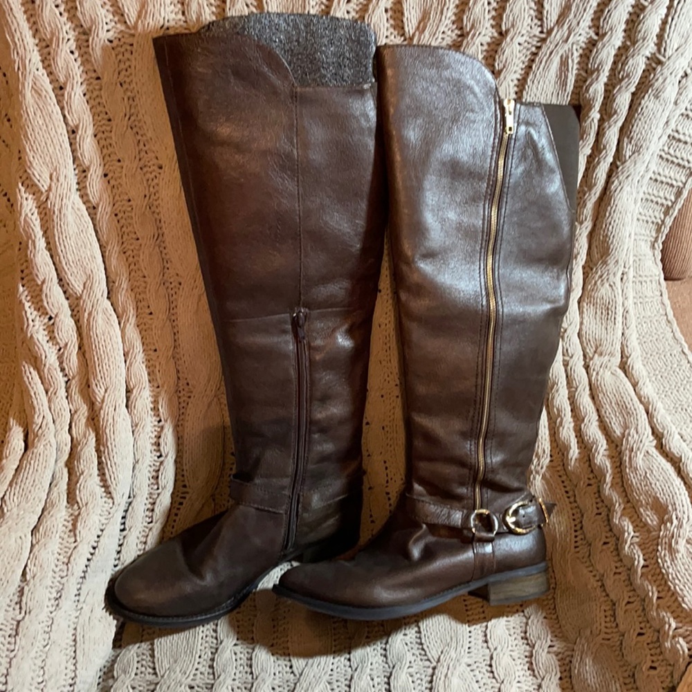 Steve Madden Brown Leather OTK Boots Sz 11